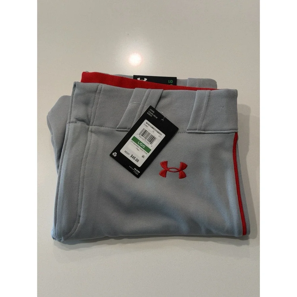 Under Armour Gameday Vanish Piped Baseball Pants Gray Red Mens L 1378697 NWT